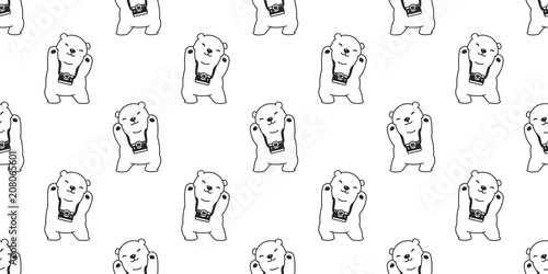 Bear seamless pattern polar bear vector isolated camera photographer wallpaper background illustration cartoon