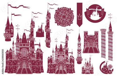 vector fairytale medieval сastle fortress palace
