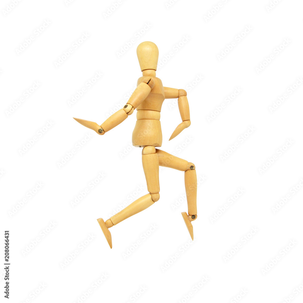 Wooden Manikin Action Model Human on a white background and Clipping path. Wooden Manikin Action Model Human on a white background and Clipping path.