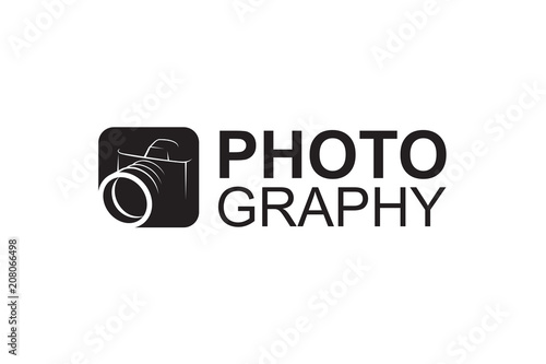 abstract black photography camera icon on white background