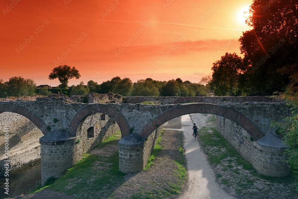 Noisiel old Mill ruins and Marne river banks Noisiel old Mill ruins and Marne river banks