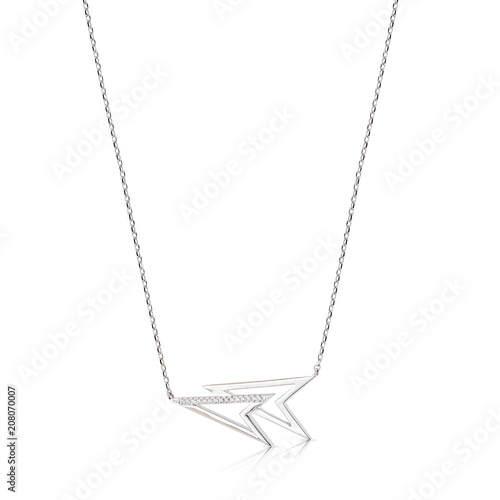 Silver pendant on a chain isolated on a white background © cmirnovalexander