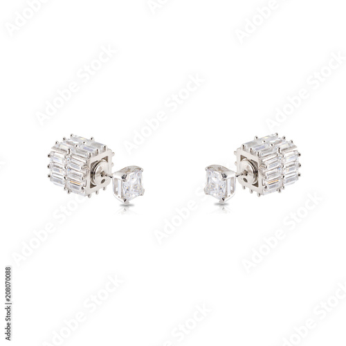 Pair of jewelry earrings isolated on the white