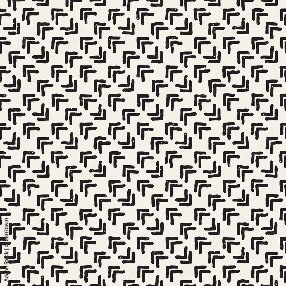 Hand drawn seamless pattern. Abstract geometric shapes background in black and white. Vector ethnic style texture. Hand drawn seamless pattern. Abstract geometric shapes background in black and white. Vector ethnic style texture.