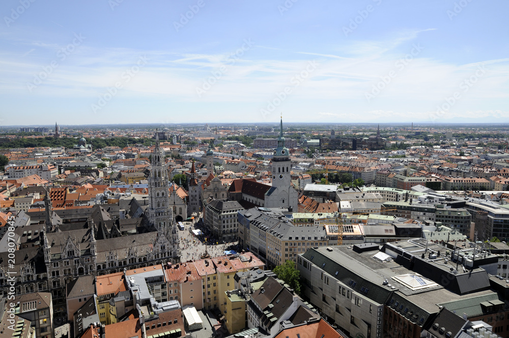 Aussicht vom Turm der Frauenkirche auf München,  München, Bayern, Deutschland, Europa
