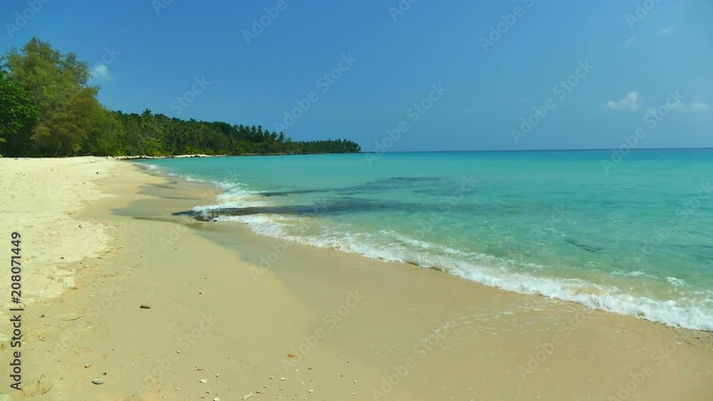 Nature with tropical sea and beach on white cloud and blue sky Nature with tropical sea and beach on white cloud and blue sky