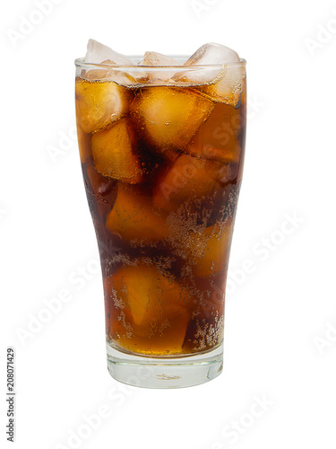 Cola in glass. (clipping path)