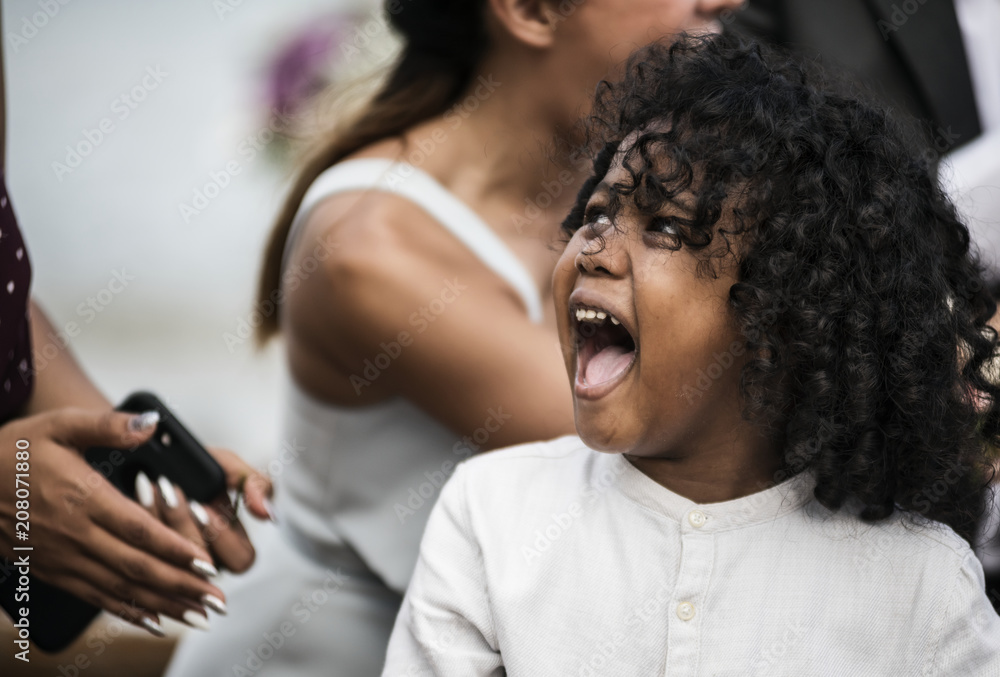Fototapeta premium Happy guests at a beach wedding
