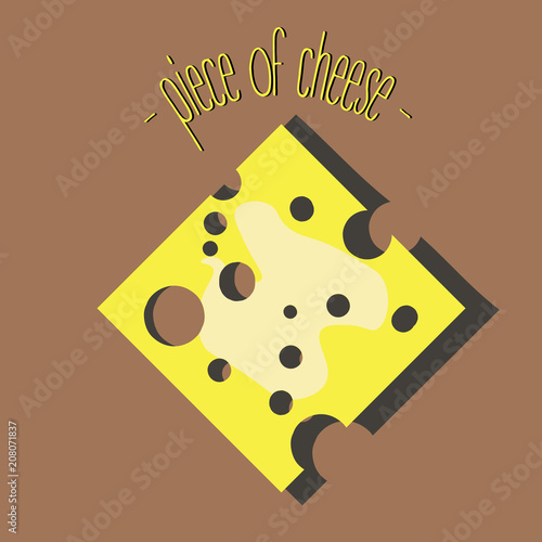 Piece of yellow cheese
Abstraction of a milk product with a hole square piece with shadow vector illustration