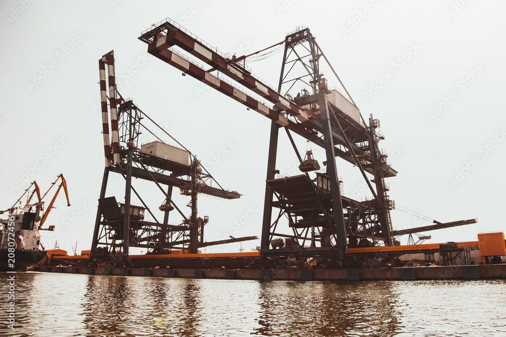 Huge gantry cranes. Port of Burgas