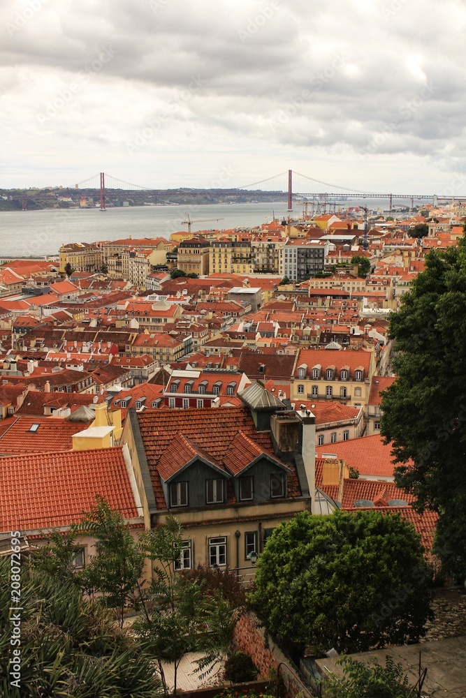 Panoramic of Lisbon city from the Castle of San Jorge