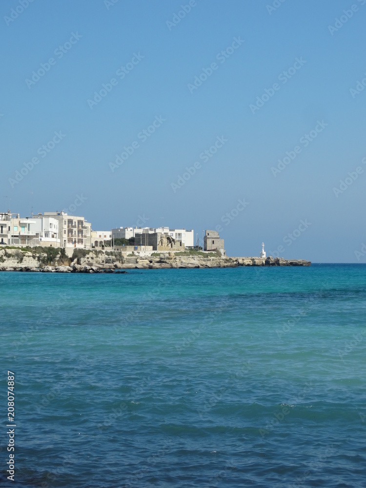 View of the beautiful coastline in Otranto, Southern Italy