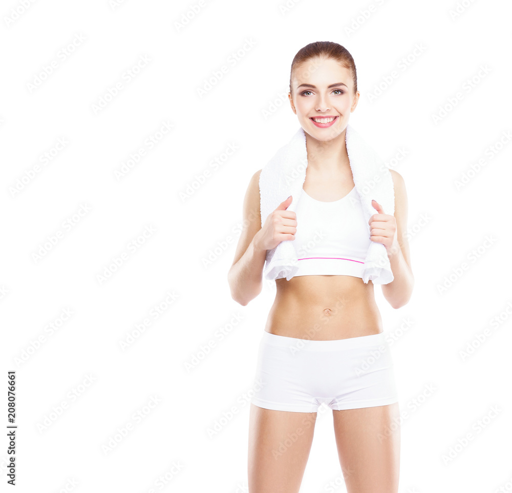 Young and sporty woman isolated on white background Young and sporty woman isolated on white background