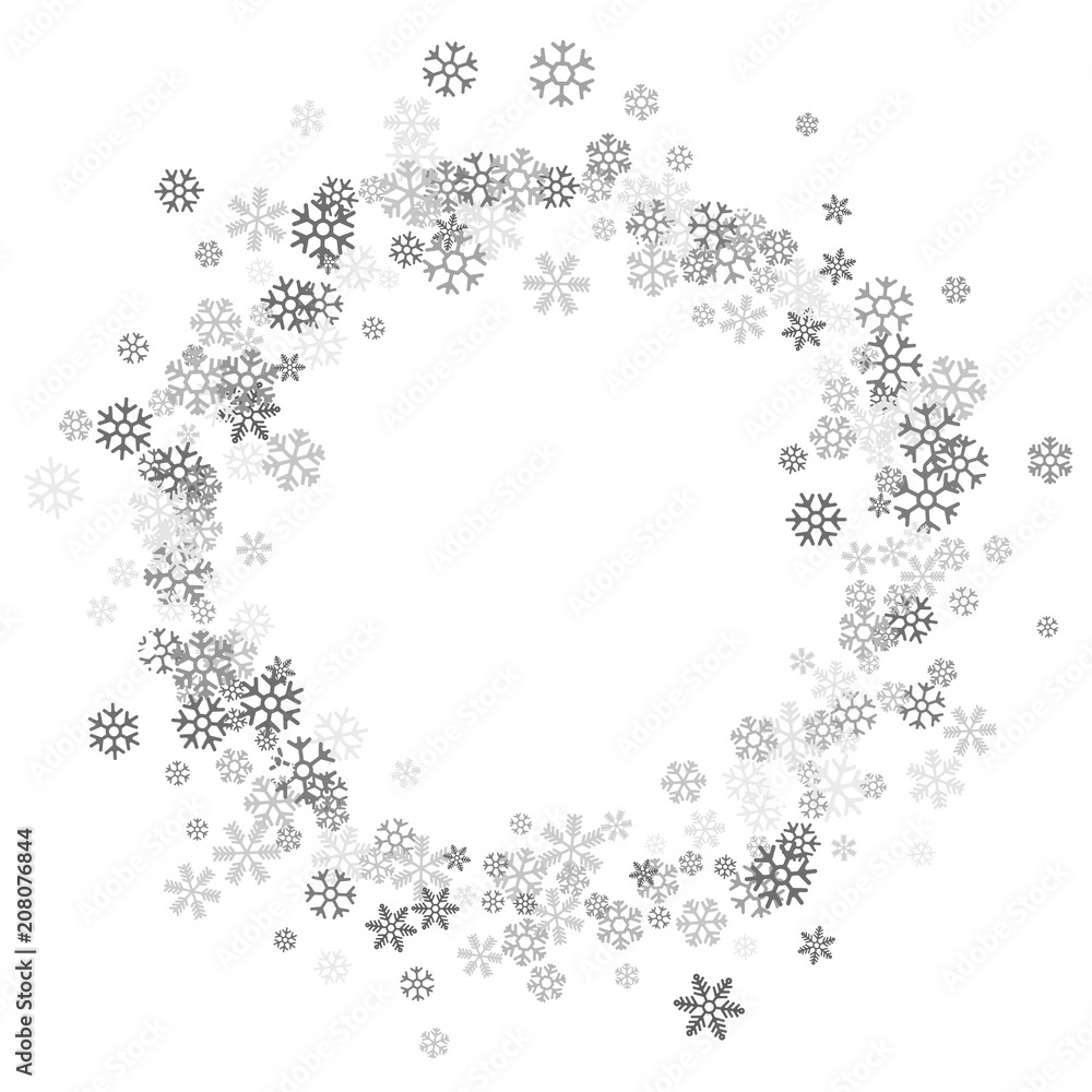 Fototapeta premium Frame or border of random scatter snowflakes