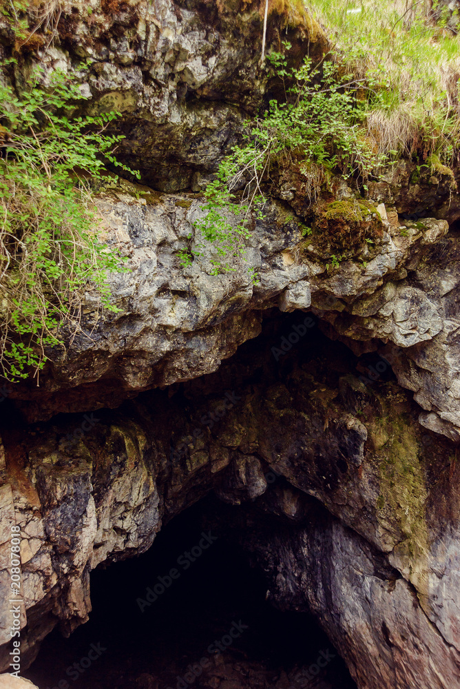 dark cave with man