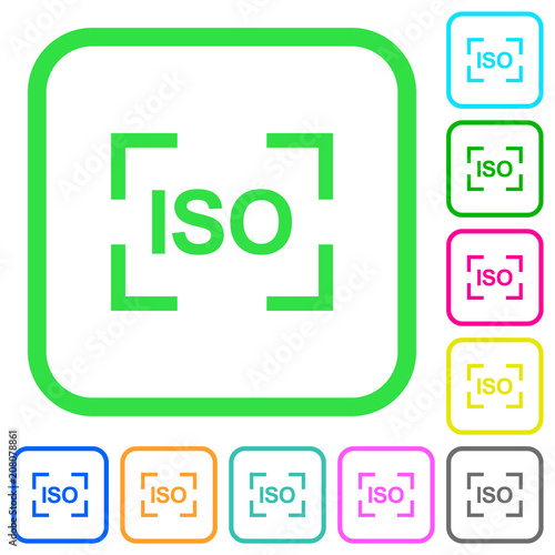 Camera iso speed setting vivid colored flat icons