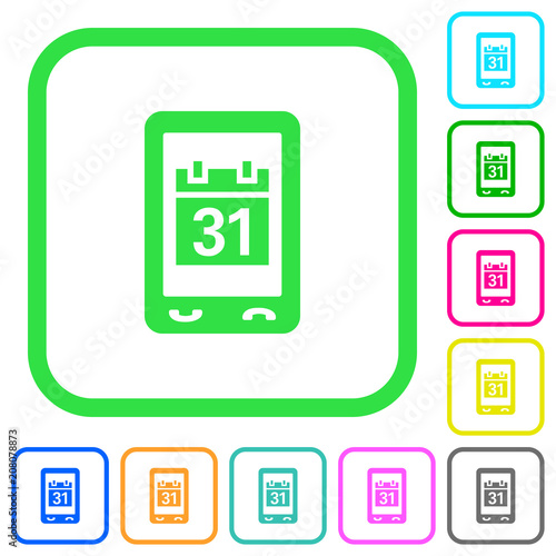 Mobile organizer vivid colored flat icons