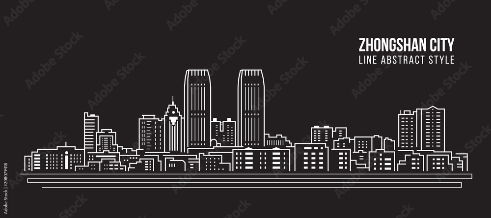 Fototapeta Cityscape Building Line art Vector Illustration design - Zhongshan city