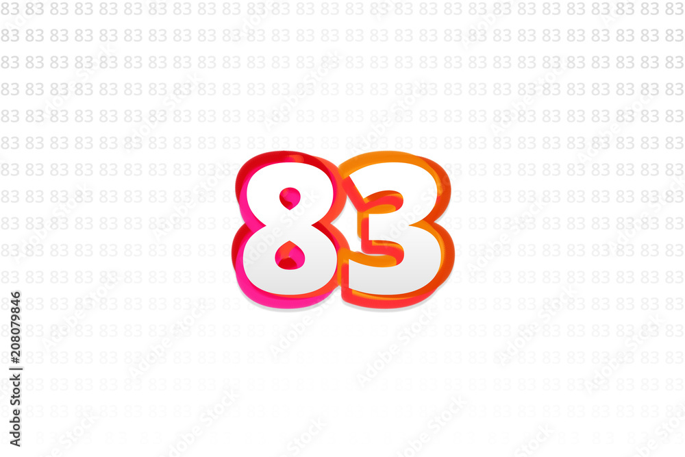 Number 83 on Number 83 background Number 83 on Number 83 background