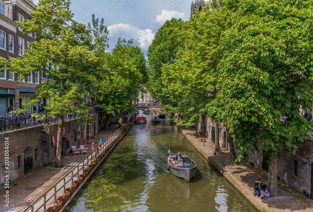 Utrecht, Netherlands - the fourth biggest city of the country, with a wonderful Old Town characterized by the classic dutch canals and colorful red roofs 