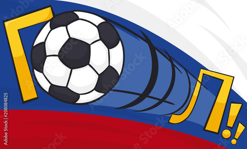 Soccer Ball Scoring a Goal with a Powerful Shot, Vector Illustration