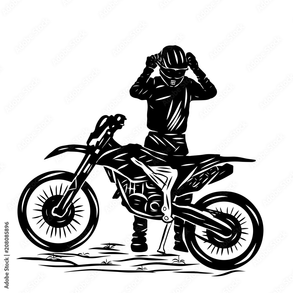 Fototapeta premium rider moto cross ilustration 
