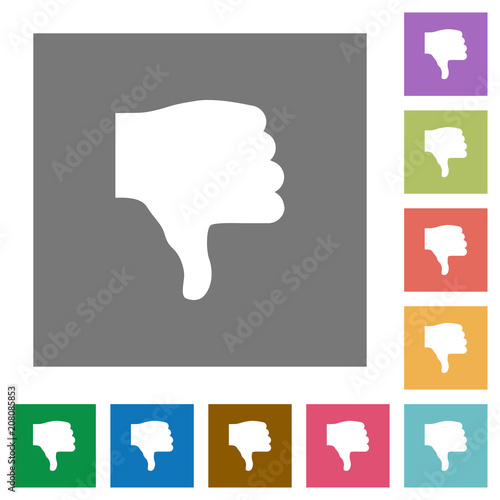 Thumbs down square flat icons