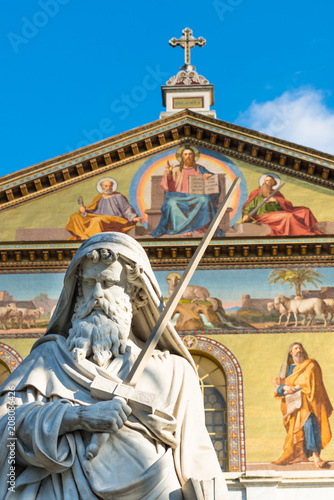 St. Paul's statue at the Papal Basilica of St. Paul outside the Walls (Basilica Papale di San Paolo fuori le Mura), Rome, Lazio photo