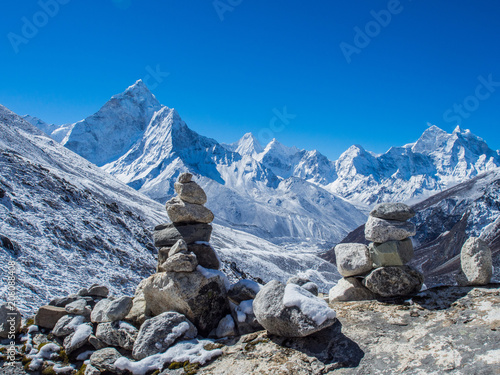 Himalaya mountain views on route to Everest Base Camp