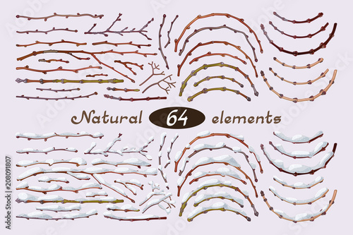 vector twig, branche, stick, bough patterns Set