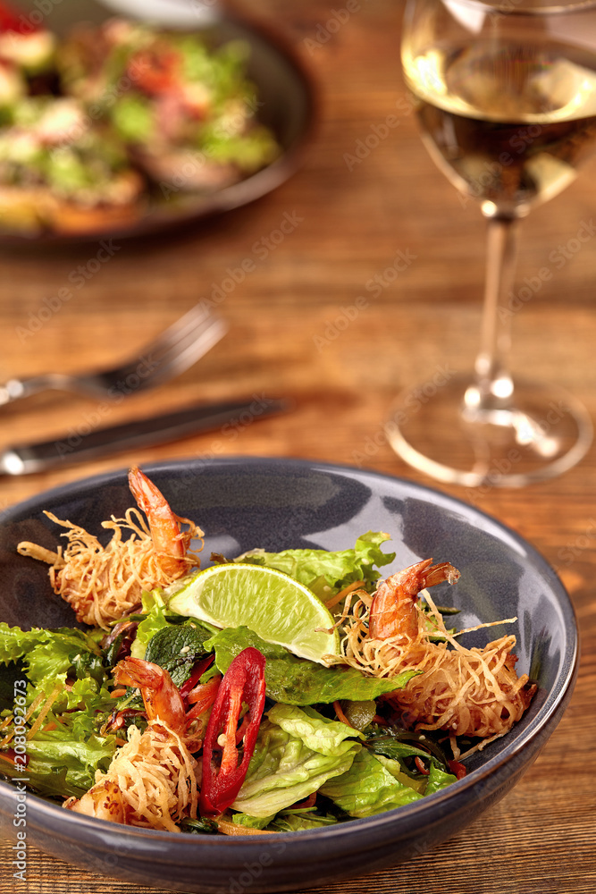 Prawn salad with lettuce and lime. Prawn salad with lettuce and lime.