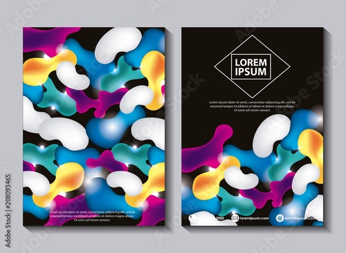 abstract covers fluids collage many colorful neon figures splash vector illustration