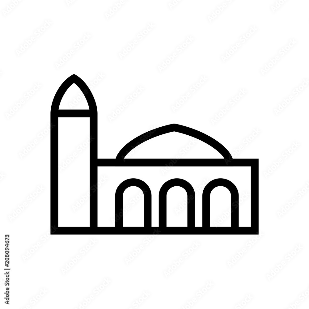 Mosque building icon lined simple flat style illustration Mosque building icon lined simple flat style illustration