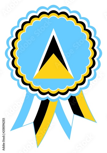 St. Lucia Emblem vektor in den originalen Nationalfarben blau, schwarz, gelb und weis.
