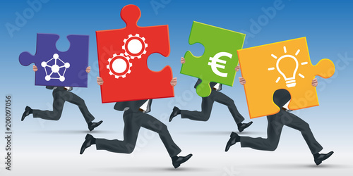 projet - solution - puzzle - équipe - partenariat - entreprise - concept - conception - performance