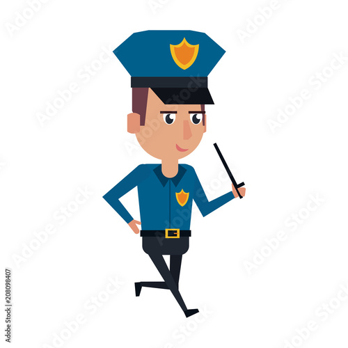 Cute police officer walking vector illustration graphic design