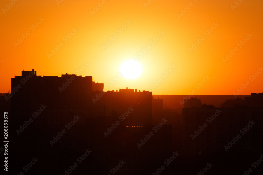 view on sunset in Kyiv, Ukraine