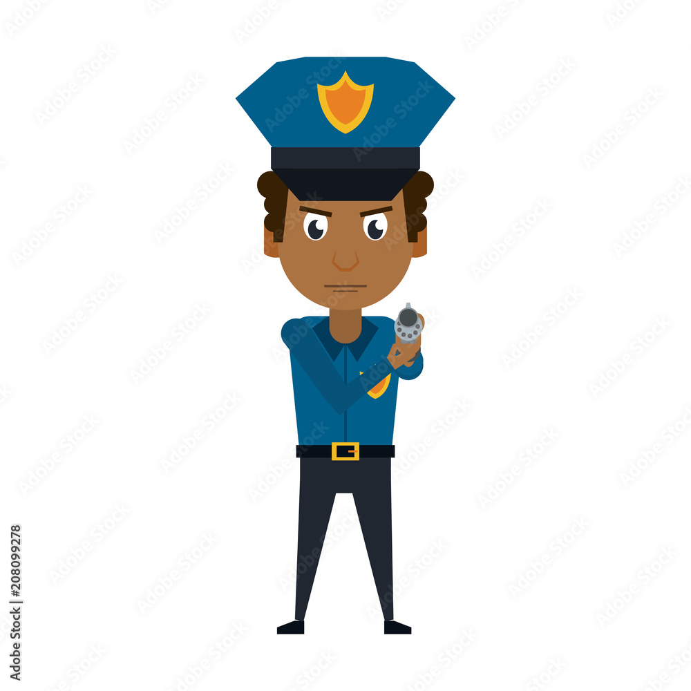 Cop pointing wiht handgun cartoon vector illustration graphic design Cop pointing wiht handgun cartoon vector illustration graphic design