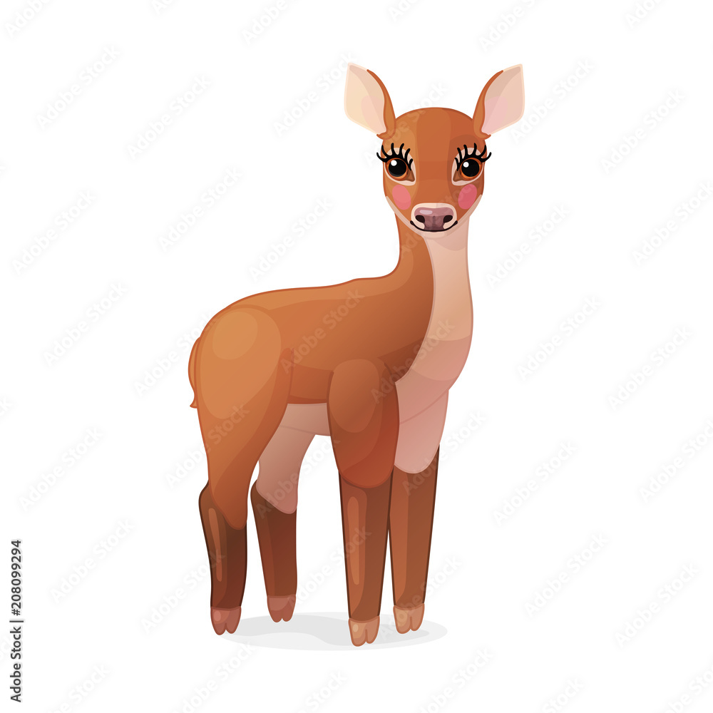 vector red deer young doe. Cervus elaphus, reindeer 09