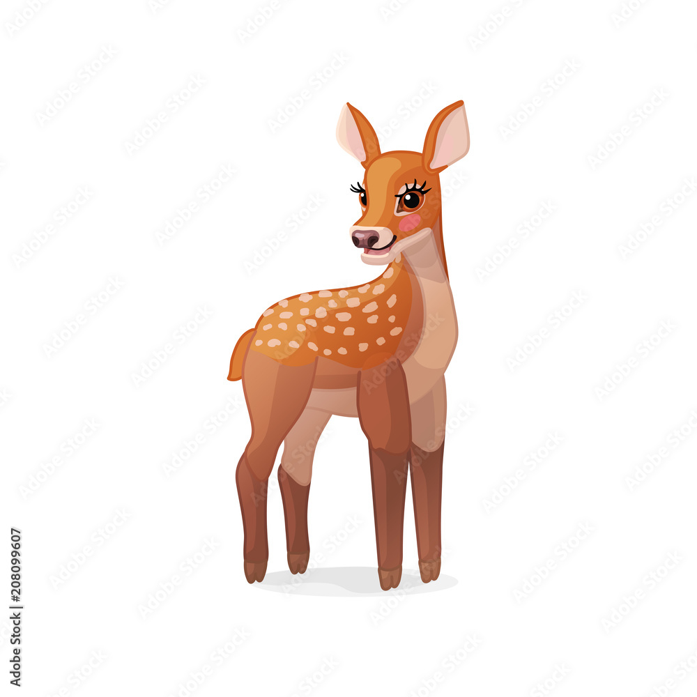 Obraz premium vector spotty fawn, baby red deer, young little bambi 08