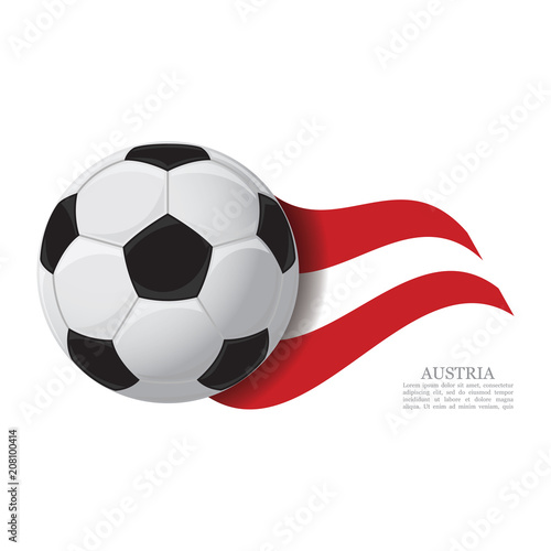 Austria waving flag with a soccer ball. Football team support concept