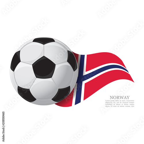 Norway waving flag with a soccer ball. Football team support concept