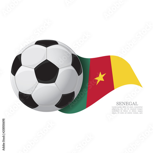 Senegal waving flag with a soccer ball. Football team support concept