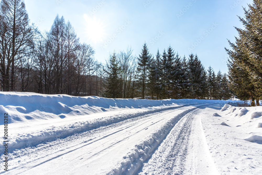 Obraz premium empty snow road