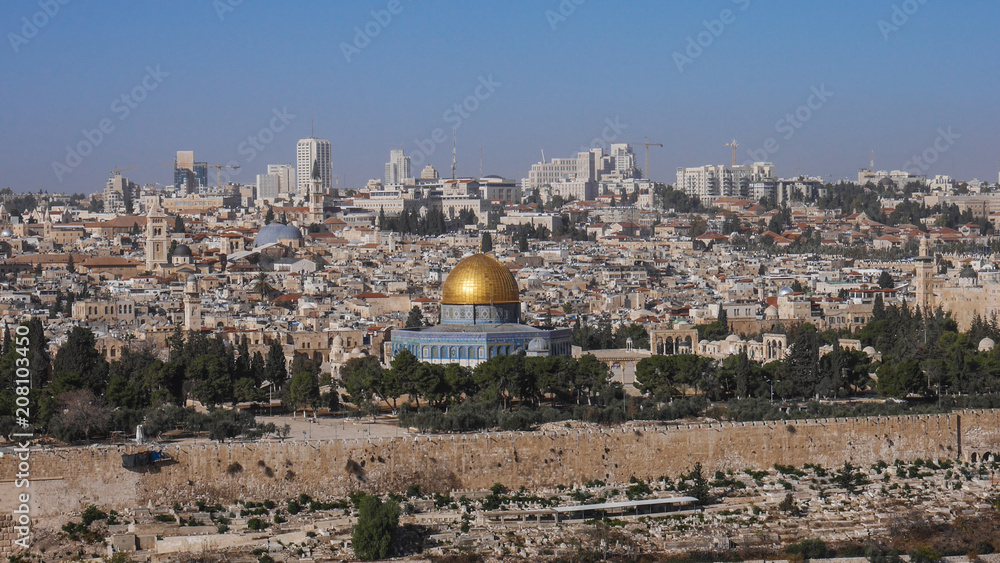 Panorama Jerozolimy - obrazy, fototapety, plakaty 