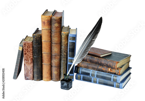 Old books on a white backgr...