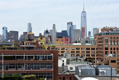 Kolorowa panorama Manhattanu w Nowym Jorku 