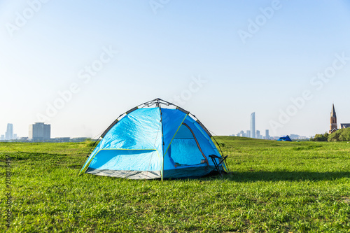 camping tent on the grass land