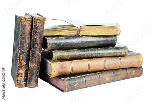 Old books isolated on a white