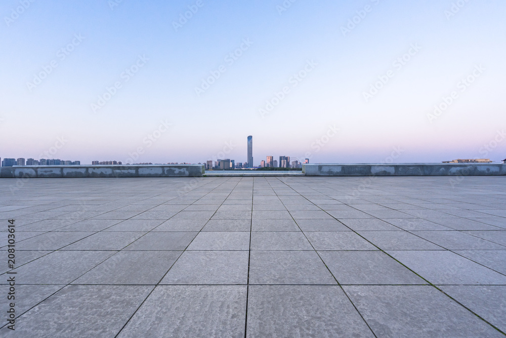 empty square with modern office building